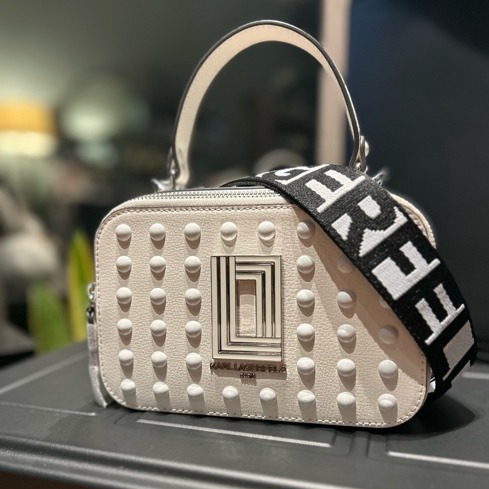 New Karl Lagerfeld Paris Simone Studded Embellishment Top Handle Crossbody Bag